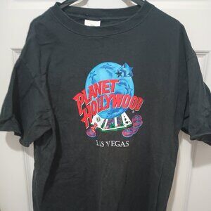 Men's Large Black Planet Hollywood Las Vegas T-Shirt Summer Comfortable Shirt
